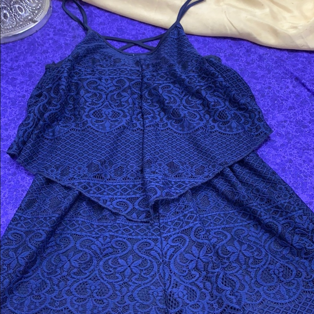 Papaya Blue Lace Romper - Picture 3 of 4